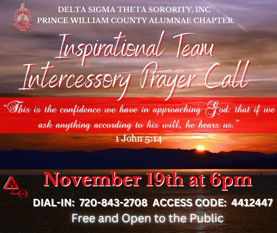 PWCACDST's tweet photo. Join the PWCAC DST Inspiration Team for our Intercessory Prayer Call. All prayer request can be emailed to chaplinpwcacdst@gmail.com
#prayerworks #PWCACDST #SensationalSAR #DST1913 #prayer #ChristianPrinciples https://t.co/6JYG8gQCIE