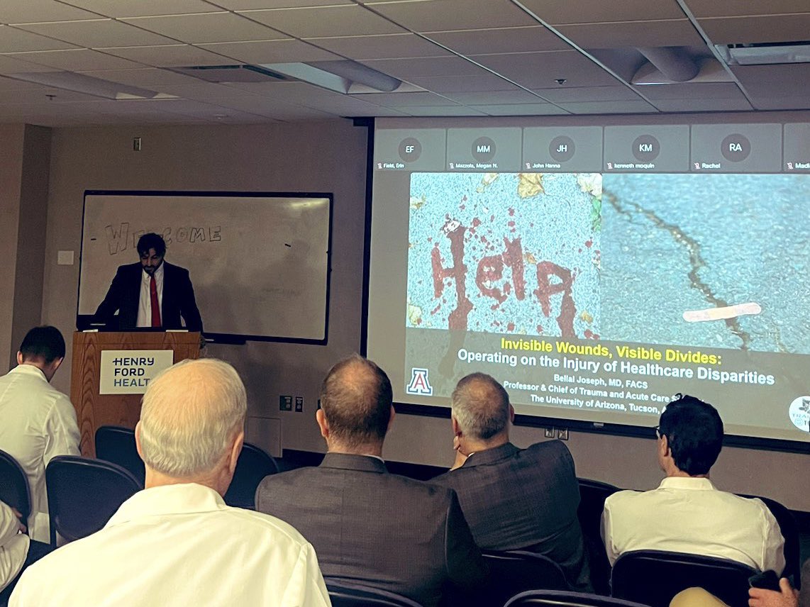 obeid__nadia's tweet photo. Incredibly honored to have had a superstar - and wonderful long-time mentor, colleague, &amp; good friend - give this year’s @HfhSurgery Obeid Memorial Grand Rounds… a powerful &amp; thought-provoking talk on a very important topic. And what a great reunion! Welcome home, @topknife ! https://t.co/YXla3Ao2qr