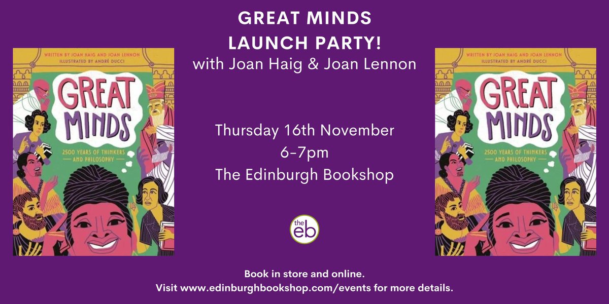 This is happening *tomorrow* in Edinburgh… 🚀Great Minds book launch 🤗all welcome 🎟️free but ticketed 🎁nibbles, drinks, books! #booklaunch #nonfictionnovember #BookWeekScotland #bookweekscotland23 #WorldPhilosophyDay #BookBoost