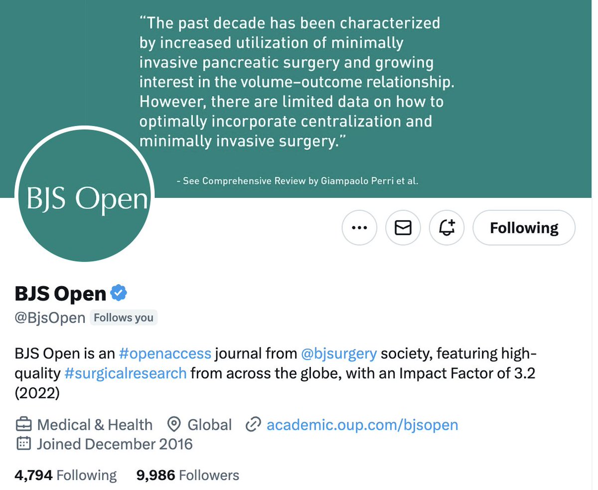 Hi #SoMe4Surgery. 

We're on a mission to get <a href="/BjsOpen/">BJS Open</a> to the big 10K followers mark! 🎉 Join us in this amazing journey and let's make it happen together.

Tag a friend, spread the word, and don't forget to follow <a href="/BjsOpen/">BJS Open</a> for awesome content! 🚀

💪 #RoadTo10K #CommunityPower