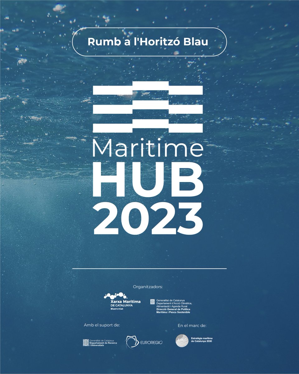 🌊 Rumb a l'Horitzó Blau! Menys de 10 dies per trobar-nos! Últims dies per registrar-te al #MaritimeHub2023 👇

📅 23 i 24 de novembre
📍 Torre Diagonal One (Barcelona) 
👉 Registre i programa: bluenetcat.eu/maritime-hub-2… 

<a href="/agriculturacat/">Agricultura</a> <a href="/Euroregion/">Euroregio</a> <a href="/la_UPC/">Universitat Politècnica de Catalunya (UPC)</a> <a href="/recercauniscat/">Recerca i Universitats</a>
