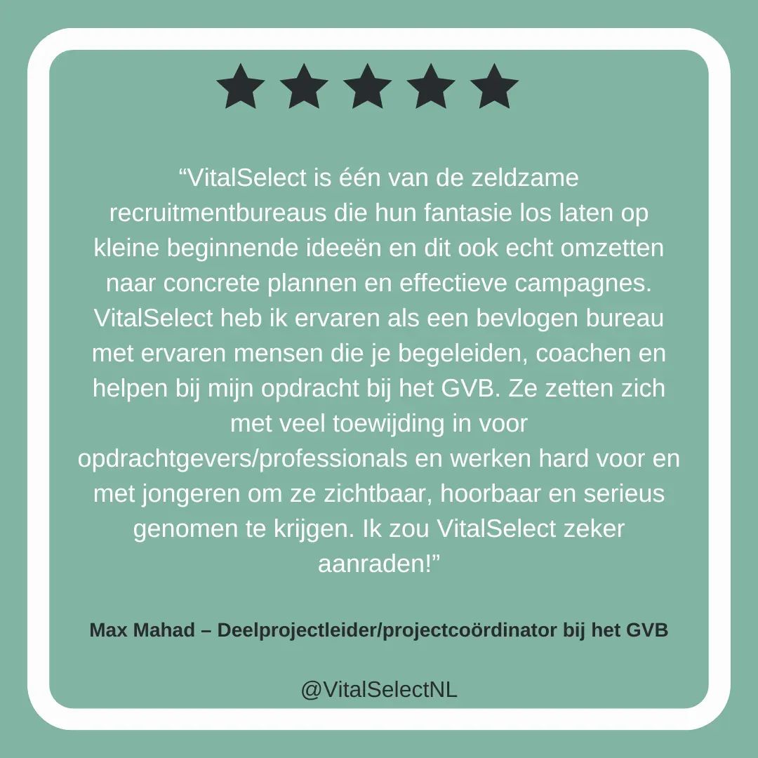 _VitalSelect_'s tweet photo. Op zoek naar een nieuwe uitdaging? Bij VitalSelect waarderen we niet alleen jouw ideeën, maar doen we hier ook daadwerkelijk iets mee. Wij zetten ons maximaal in voor jou en werken hard samen voor jouw toekomst! 💪🔝 Ben jij ook op zoek naar wat nieuws?
#voorhetmaximale #review https://t.co/WX46Qsu8Da