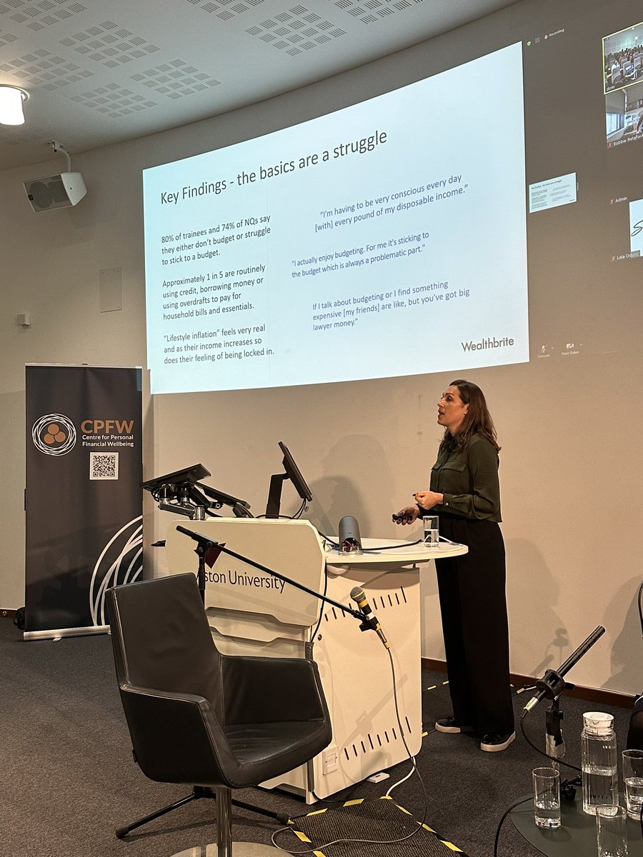 <a href="/carlahhoppe/">Carla H.</a> of Wealthbrite now speaking at our conference today on her work on financial pressures facing young lawyers - not a young adult group typically thought as likely to be fin challenged. Her data shows this stereotype isn’t true often and many are