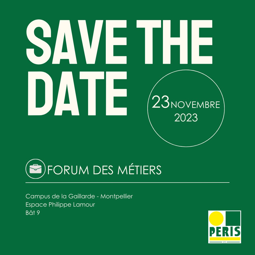 perislanguedoc's tweet photo. [SAVE THE DATE] ⏳
Nous serons présents au #forum des métiers jeudi 23 novembre de 8h à 17h ! 😉
C'est avec plaisir que nous vous accueillerons pour échanger au sujet des métiers de la distribution agricole. 👍
#RSE #metiers #vin #vignes @Occitanie @montpellier_ @InstitutAgroMtp https://t.co/mgI4a9DUI1