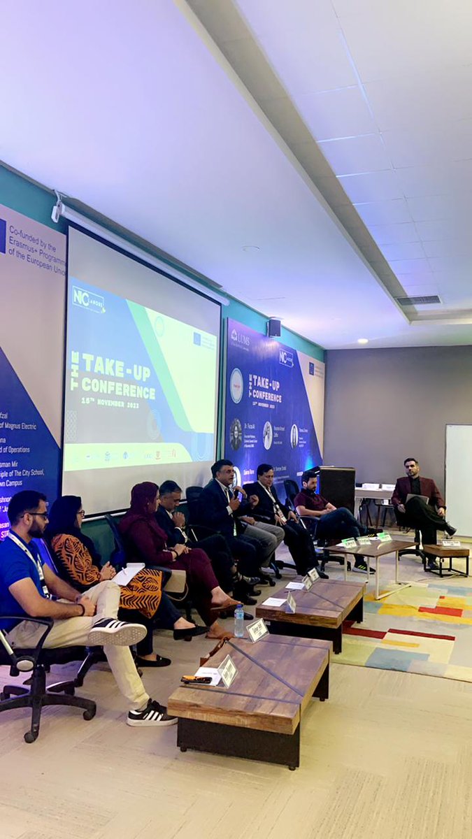 Current session is on converting student projects into viable businesses—our next session explores startup origins with an expert panel. Moderated by Dr. Shehryar Shahid. #TAKEUPConference23