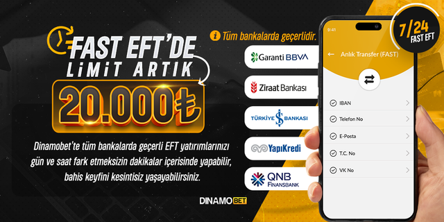 💰  FAST EFT'DE LİMİT ARTIK 20.000₺

💥 Dinamobet'te tüm bankalarda geçerli EFT yatırımlarınızı gün ve saat fark etmeksizin dakikalar içinde yapabilir, bahis keyfini kesintisiz yaşayabilirsiniz.

🏦 Tüm bankalarda geçerlidir.
👉bit.ly/3IPZkrK