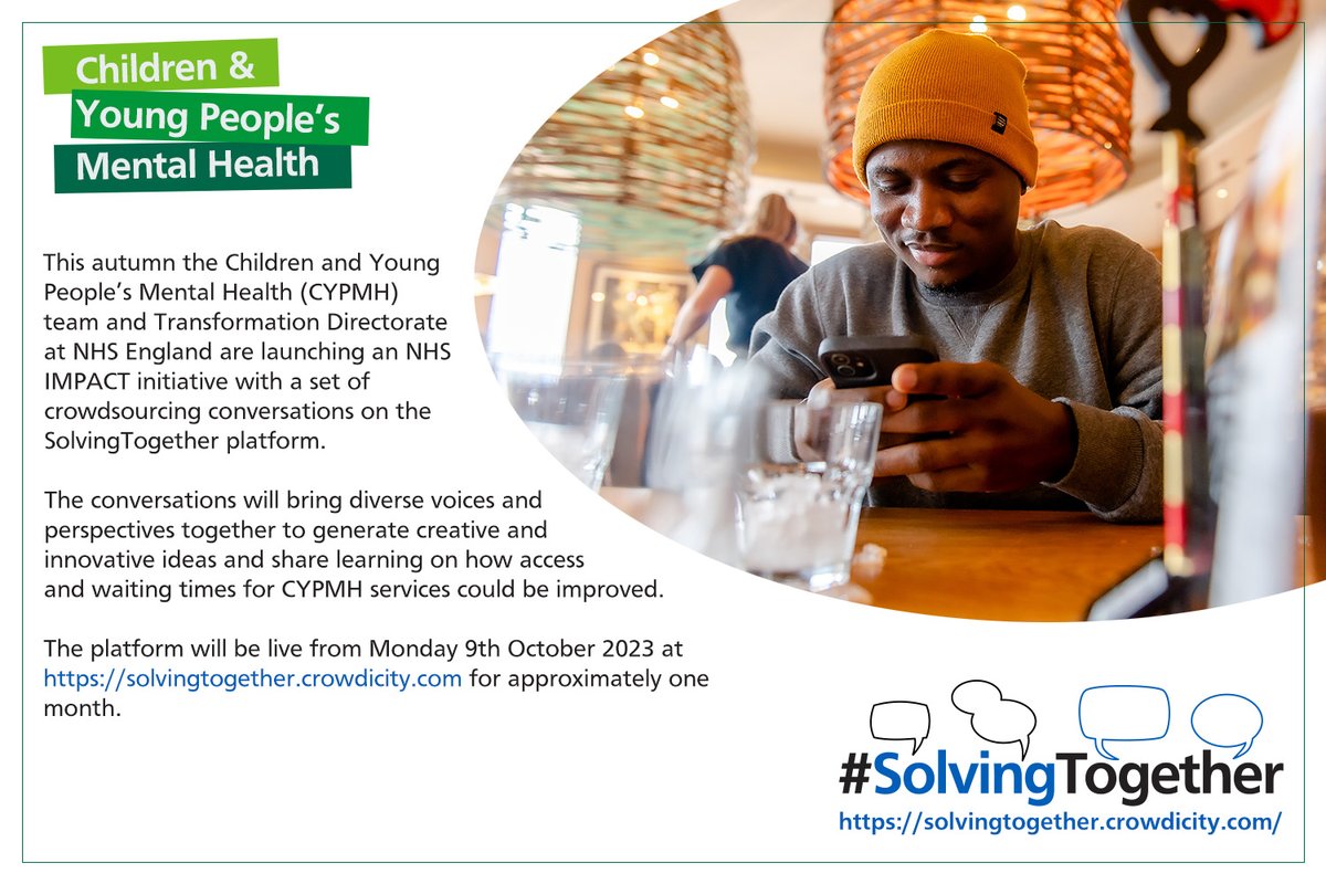 hwluton's tweet photo. For the first time, the NHS is launching a month-long online conversation on children and young people’s mental health, with a focus on gathering learning and ideas on how we can improve waiting times and make services more accessible. 
Have your say: https://t.co/nuOuVTEVCD https://t.co/UAJER1jJeO