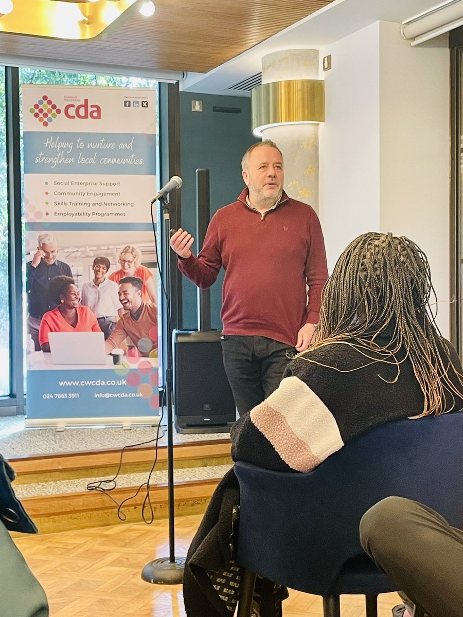 The always fabulous @MichaelMoganMBE with handy tips for fundraising for #vcse organisations part of @CW_CDA #socentdrive  #SED2023 at @BelgradeTheatre #SocialEnterprise #SocialValue #SocialProcurement #WestMids #SocialEconomy #CommunityImpact