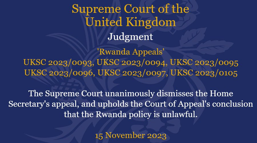 Victory for compassion & justice. Relieved & delighted that Supreme Court ruled that the Rwanda policy is unlawful #RefugeesWelcome @BirmCTogether @CTBI @ChurchesEngland @WelcomeChurches @BirminghamRep @EsolHub @BVSC @PublicIssues @MethodistGB @BrumSchOfSanc @TahirAliMP @EsolHub