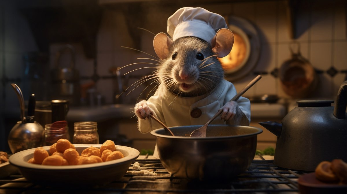 🍴 Caught a chef rat in our kitchen, probably looking for the secret cheese stash. Hope it at least knows how to cook! 🐭 

#KitchenRatChef #AIImage #aicreated