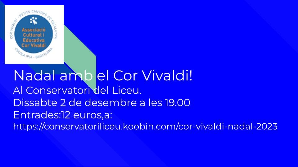 Concert de Nadal al Conservatori del Liceu, amb obres de Rachmaninoff,Toldrà, Aharon Harlap i d’altres. Entrades a conservatoriliceu.koobin.com/cor-vivaldi-na…