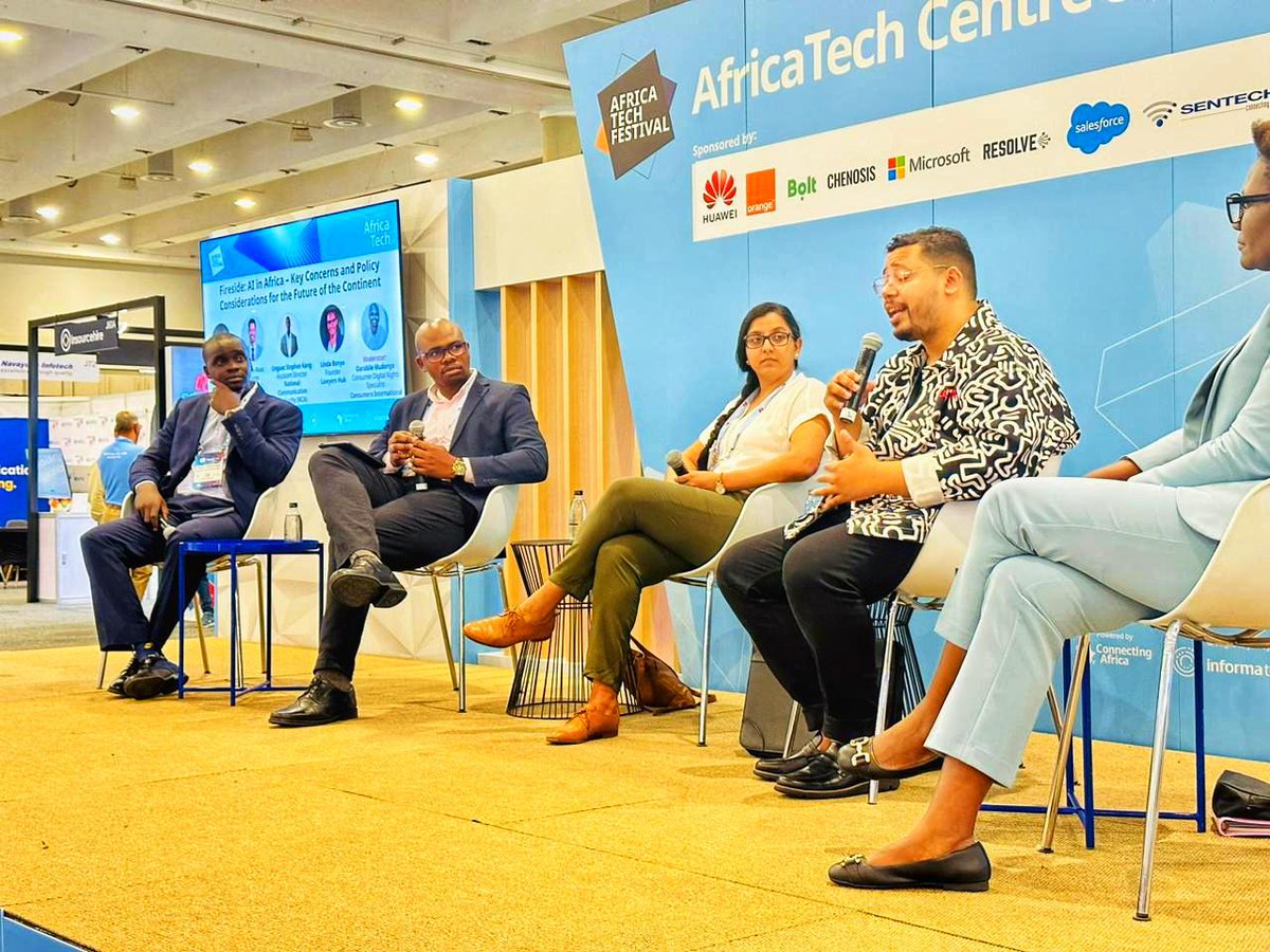 🌐This week, our digital team is exploring the future of #InclusiveInnovation at #AfricaTechFestival 🔥 We moderated a fireside chat delving into the AI landscape in Africa, delving into challenges and policy considerations for a fair AI future. Lessons learned: 1️⃣ Digital…