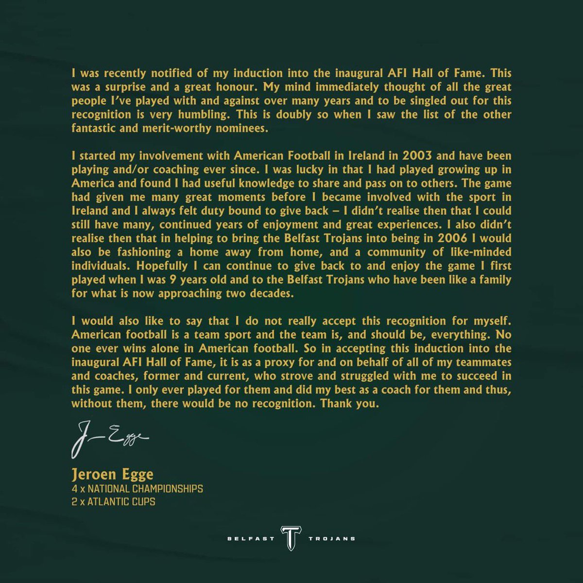 BelfastTrojans's tweet photo. We are incredibly proud to announce that two Trojans have been inducted into the AFI Hall of Fame as part of the Inaugural Class of 2023! 🏅

#AFIHOF
#HallofFame
#belfasttrojans 
#AmericanFootball https://t.co/DHCsWx88D5