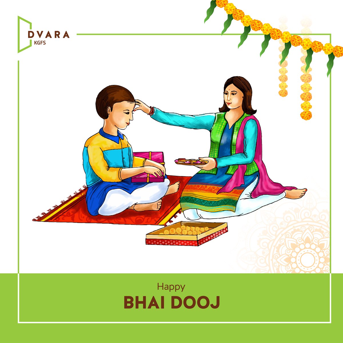 On this auspicious day, let's cherish the unique and precious bond between #brothersandsisters. It's a day to celebrate their unwavering love, protection, and support for one another. At #DvaraKGFS, we value the importance of family and we wish you a happy #BhaiDooj.