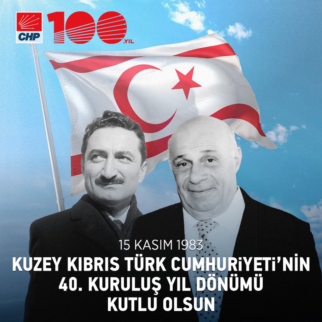 Kuzey Kıbrıs Türk Cumhuriyeti’nin 40. kuruluş yıl dönümünü kutluyor, başta kurucu Cumhurbaşkanı Rauf Denktaş olmak üzere KKTC’nin bağımsızlığı için canlarını ortaya koyan tüm kahramanlarımızı minnetle anıyoruz.