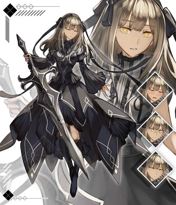 SKIMAのご依頼にて盲目のゴシック騎士ちゃんを納品させて頂きました!追加でご依頼頂いたワンピース差分がめっちゃお気に入りなので見て下さい...! #SKIMA #有償依頼 