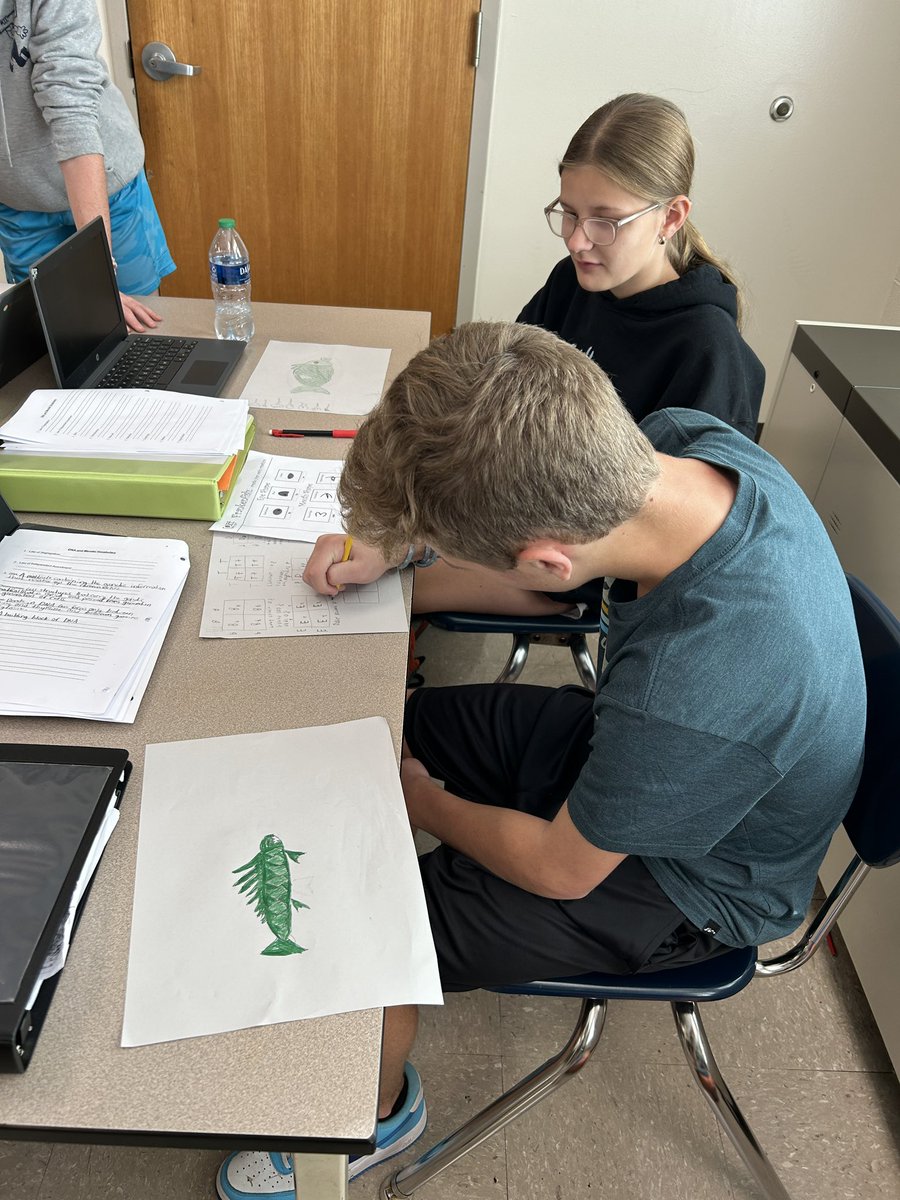 EMS Science Students used Punnett Squares to predict genotypes for “Frankenfish”. #collaboration #engagement #WeAreElkin