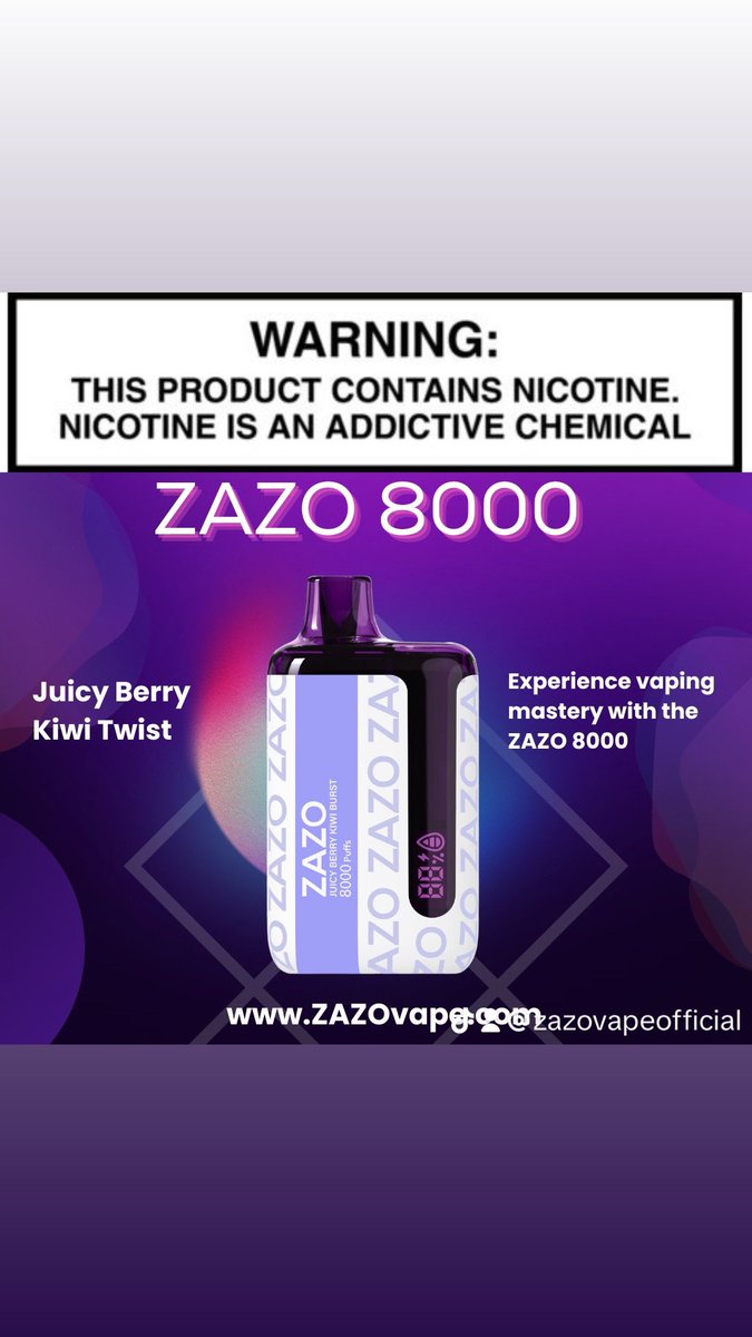 ZAZOvape's tweet photo. 📸✨ Exciting Vape Announcement! 🌬️💨 Introducing the ZAZO 8000, a vaping masterpiece that'll leave you craving for more! 😍🔥 Dive into the irresistible flavor of Juicy Berry Kiwi Twist, a tantalizing blend of strawberry and kiwi that will keep you coming back for more! 🍓🥝💥 https://t.co/yuR5kIACYp