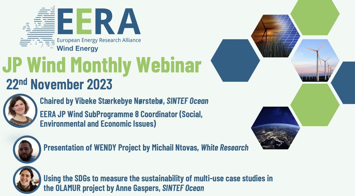 📣The EERA JP Wind Monthly Webinar will focus on @WENDYprojectEU & OLAMUR 👨‍💼Mrs Ntovas will be presenting WENDY Project at the JP WIND community, emphasizing the importance of #SocialAcceptance for #RenewableEnergy ℹ Register here: lnkd.in/dtyF4Pek