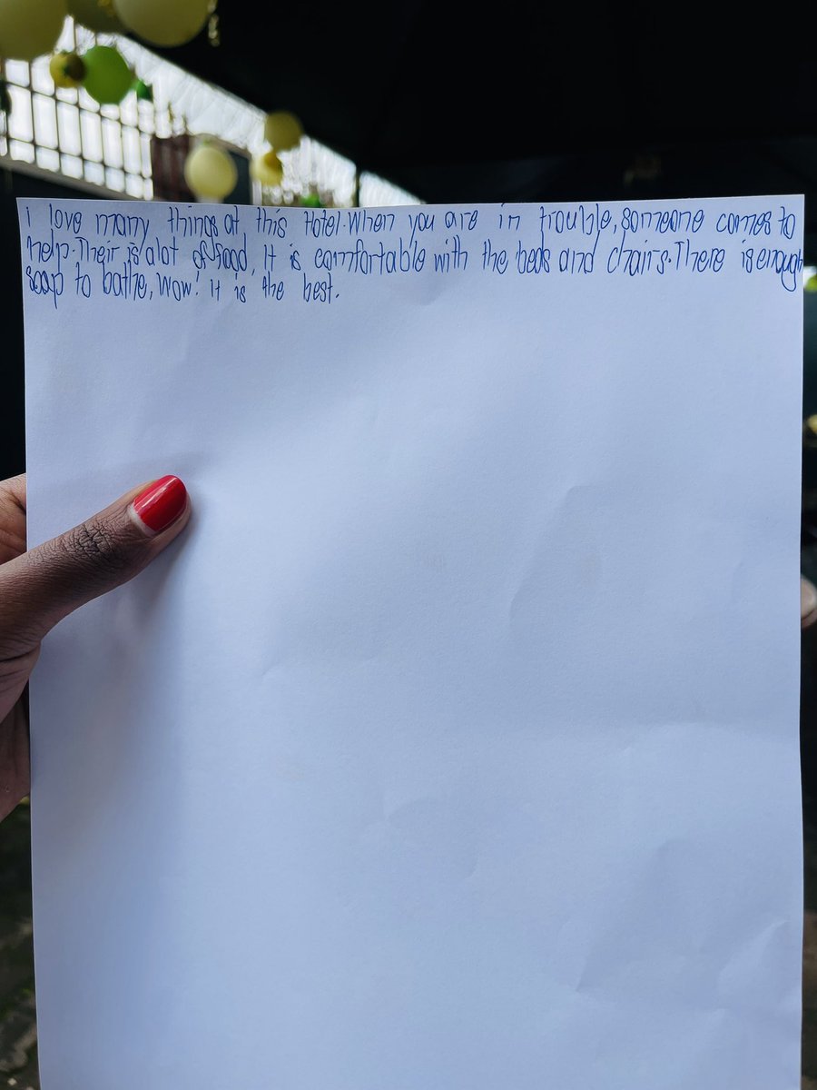 mukose__'s tweet photo. Children! 🫂♥️ 

This morning, one of my child-guests walked to me and asked for a pen and paper. Getting back to my errands, little child brings them back saying, “this is feedback from our stay.��� 🥹 My heart leaped with an immense joy, and mind to employ child-friendly surveys. https://t.co/zsX8J4e7Hf