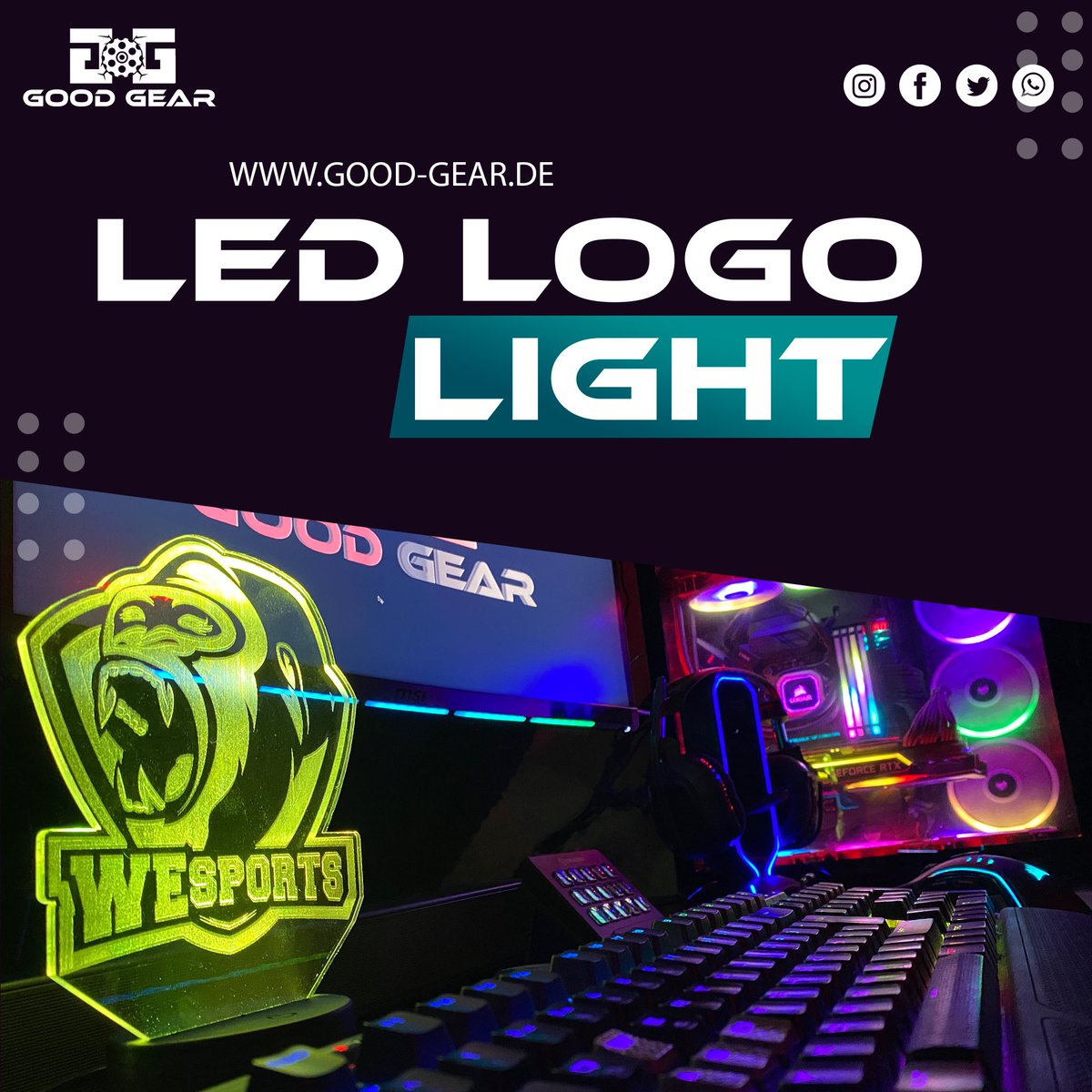 🕯️ RGB Logo Lights 💡

Dein Gaming Setup braucht ein Upgrade? Unsere Custom Logo Lights sind der Eyecatcher, den du suchst. 🎮✨ 

➡️ Individuell angepasst auf dein Logo und persönlicher Gravur! 

👉🏻 good-gear.de/led-leuchte

#Custommade #GamingSetup  #logolights #goodgear