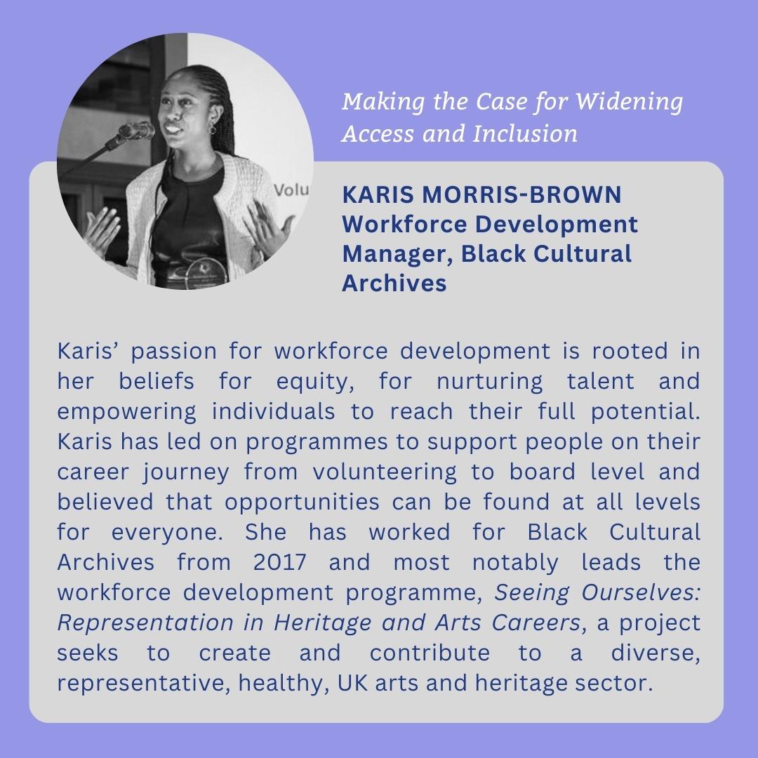 Heritage_NGOs's tweet photo. Our panelists are now making their opening statements Karis Morris Brown says "if the sector is serious about widening access and inclusion, it doesn't stop with entry to the workforce, there is a responsibility to ensure there is equity for all throughout their careers" https://t.co/P1iiA6YIXc