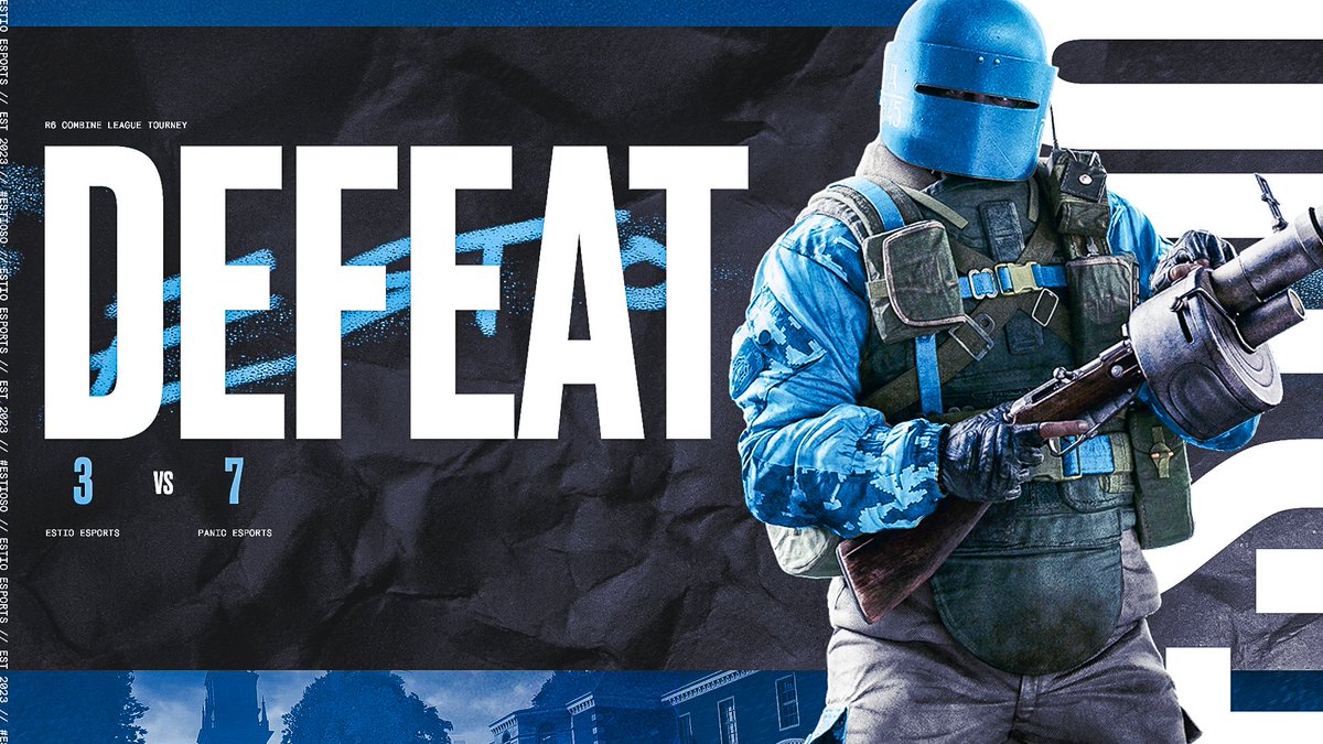 EstioESC's tweet photo. DEFEAT  

We lost our game against @PanicESC in the @TheCombineR6 We continue our run in the lower bracket now! 

Final score [ 3 - 7 ]

#ESTIOESPORTS #ESTIOSO #EST23 https://t.co/BqI5qnEd1V