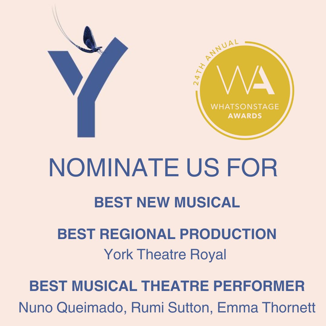 Please nominate <a href="/YorkTheatre/">York Theatre Royal</a> production of #Mayflies
at the 24th annual <a href="/WhatsOnStage/">WhatsOnStage</a> awards! 

Little shows like ours don't often get recognition so  we’d really value your support. 

Follow the link below to nominate us!  awards.whatsonstage.com/24th-annual-wh…