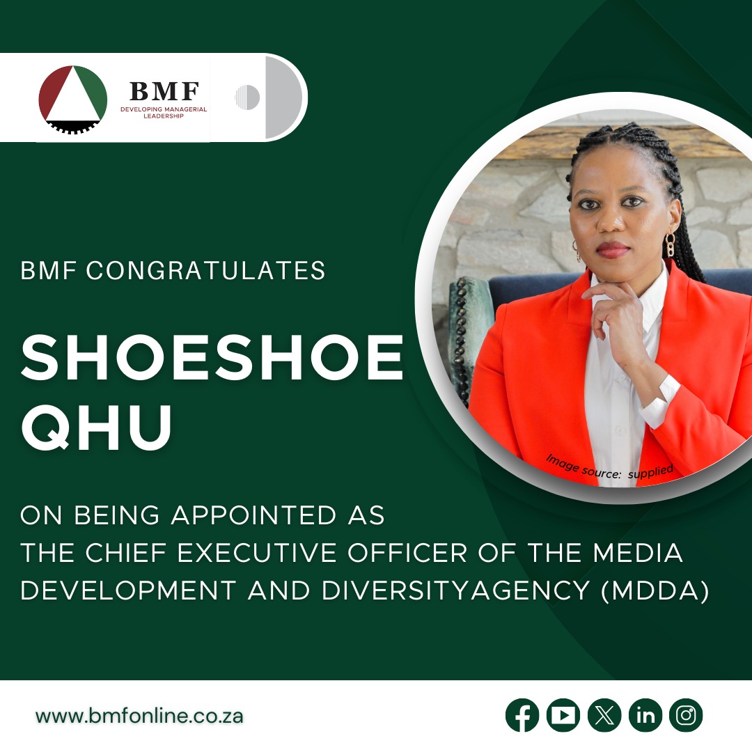 Congratulations, Shoeshoe Qhu, on your appointment as CEO of the Media Development and Diversity Agency (MDDA).