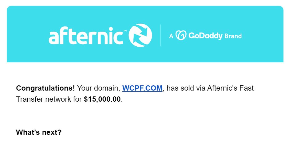 WCPF {dot} com  SOLD for $15K via <a href="/afternic/">Afternic</a> 
Holding Time: +2 Years

#domains #domainnames #domain #domainname #domainsale #branding #startup #business #branding