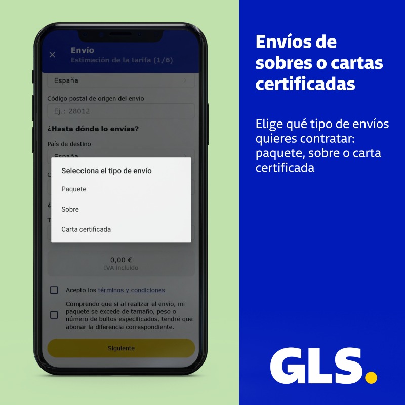 GLS_Spain's tweet photo. Nuevas opciones de #MyGLS para que gestionar tus envíos sea todavía más fácil:
📦 Entrega en vecino o portero
📦 Envíos premium (entrega antes de las 14h)
📦 Envío de cartas certificadas o sobres
📦 Envíos múltiples

Web 💻 https://t.co/XYJh4r7qYz
App 📲 https://t.co/3grGiWnx1G