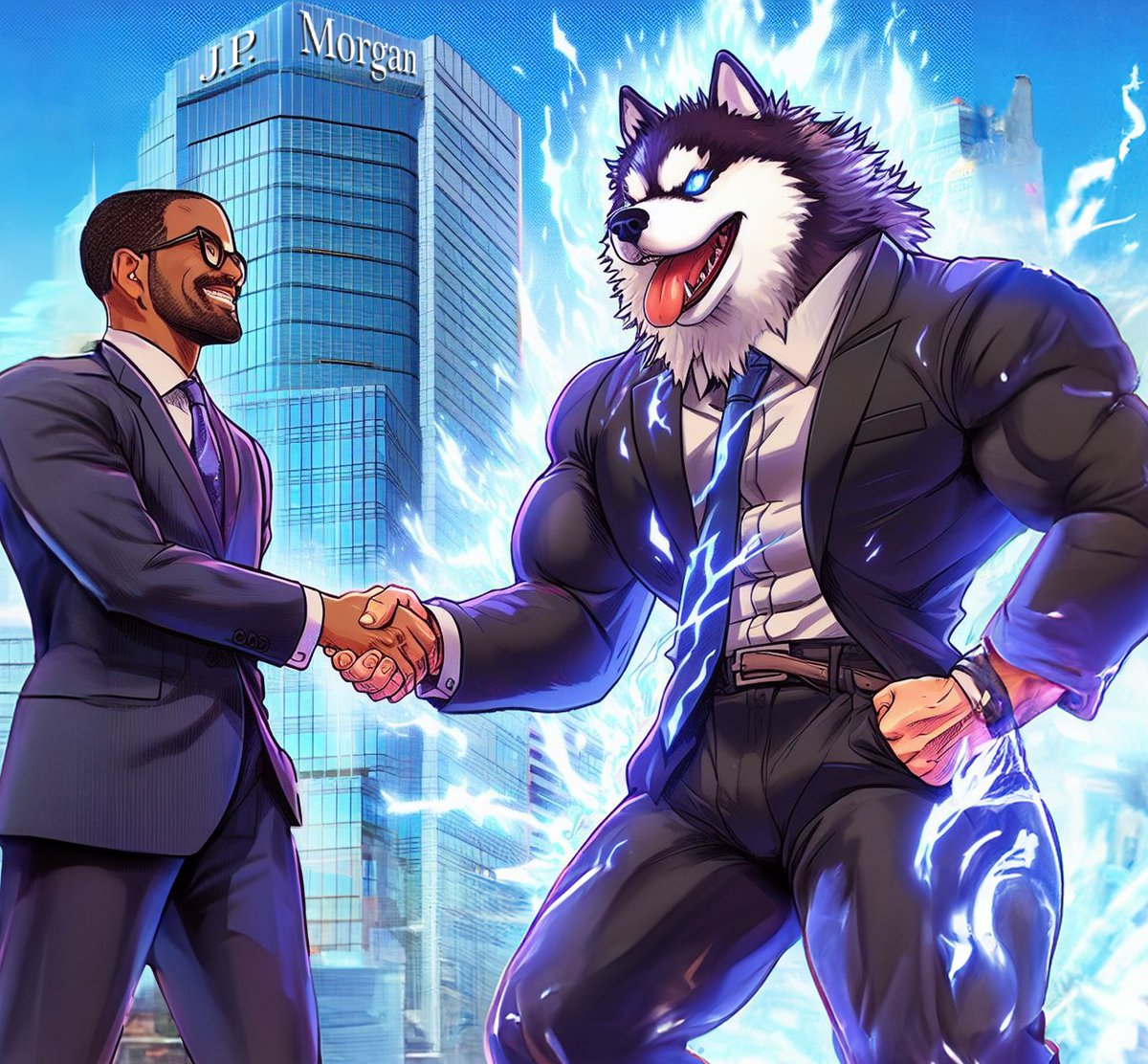 AvaxHusky's tweet photo. Forget Wall Street, we're howling our way to the future with #HuskyAVAX! 🚀 J.P. Morgan and Avalanche, the ultimate tag team! Who knew a Husky could teach the financial giants some new tricks? 😂🐾 #CryptoHowlStreet #JPawMorgan https://t.co/q3u3q1TCbs