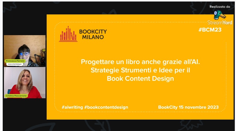 cristinamacca's tweet photo. Ci siamo! Tra poco io e @netnewsmaker parliamo di Come si progetta un libro, anche grazie all'AI. Il nostro appuntamento per @BOOKCITYMILANO.
Ci vediamo alle 12.30. Seguiteci su https://t.co/R79tllwiZL
#libri #BCM23 #aiwriting #bookcontentdesign https://t.co/lnOMQUIsbC