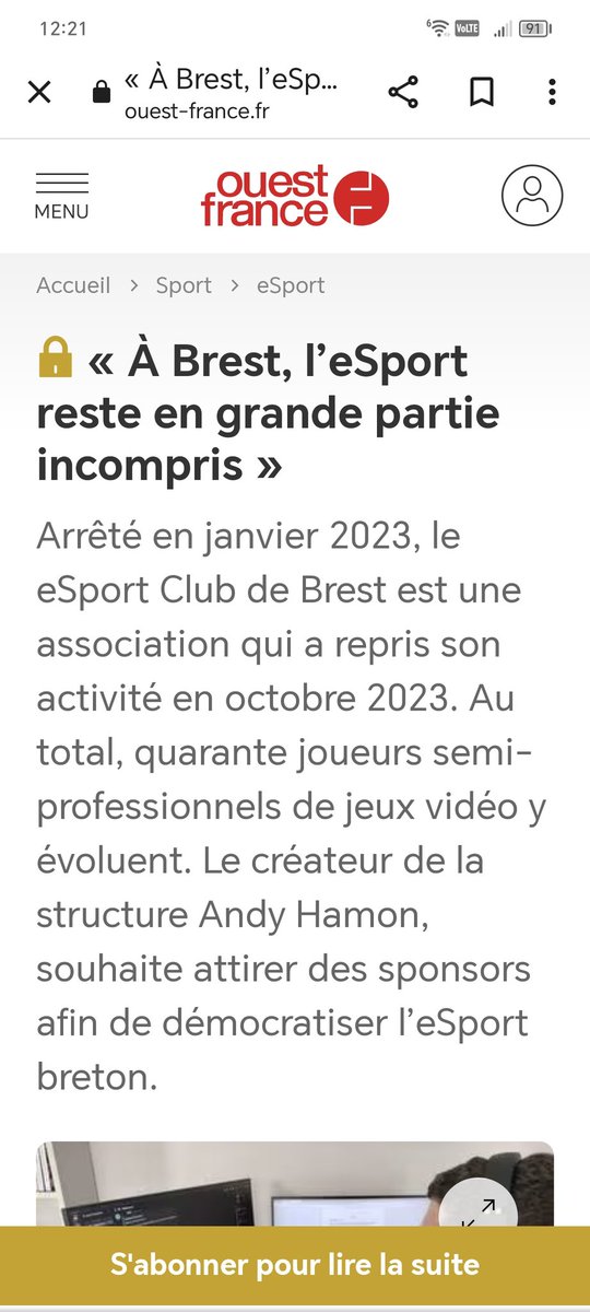 📢 Alerte Info

Nous sommes parus aujourd'hui dans le <a href="/OuestFrance/">Ouest-France</a> dans la page <a href="/redacOFbrest/">Ouest France Brest</a>. Un grand merci à leur journaliste A.C.

C'est un énorme pas vers nos objectifs. Et à l'aide de nos joueurs et de notre staff on ira loin 🔥

ouest-france.fr/sport/esport/a…

#BrestMême #GoECB