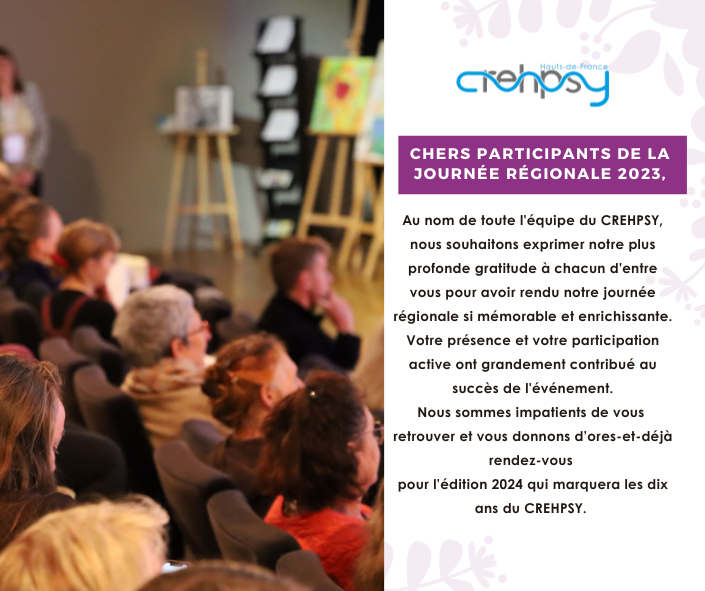 crehpsyhdf's tweet photo. Merci à tous pour cette incroyable journée régionale 2023.
Nous  sommes reconnaissants de la participation de chacun, des moments  partagés et des échanges enrichissants qui ont marqué cette journée.
Pour un retour complet sur l'événement, rdv ici : https://t.co/BHIlLdh7je https://t.co/XwGNbyQSjc