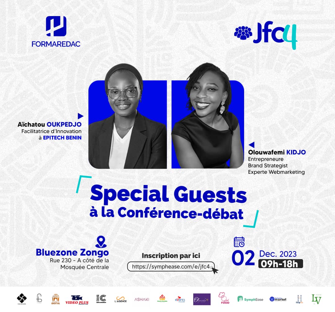 🚀 <a href="/OUKPEDJOAichat2/">OUKPEDJO Aichatou</a>  et 
Oluwafèmi KIDJO nous honorent de leur présence au TalkShow. Elles partageront spécialement leurs avis et conseils sur l'impact de l'IA et l'influence qu'elle a sur nos métiers.

Inscrivez-vous ici : symphease.com/e/jfc4

#JFC4 #IA #FormaredacCommunity