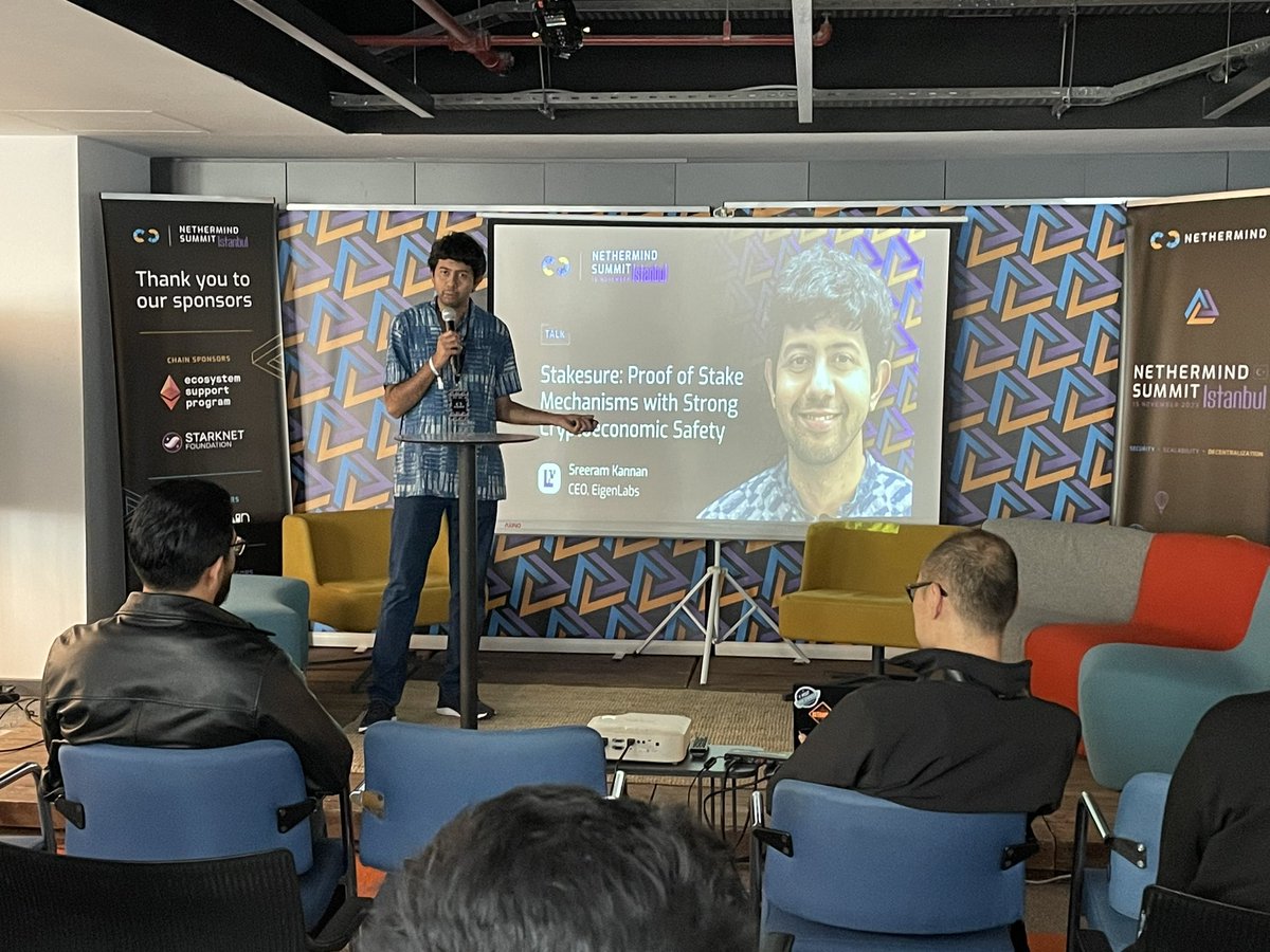 Nethermind's tweet photo. How do we measure economic security?
That’s one of the questions answered when @sreeramkannan, founder of @eigencloud, takes the stage at #NethermindSummit! https://t.co/6MPtoe53Ok