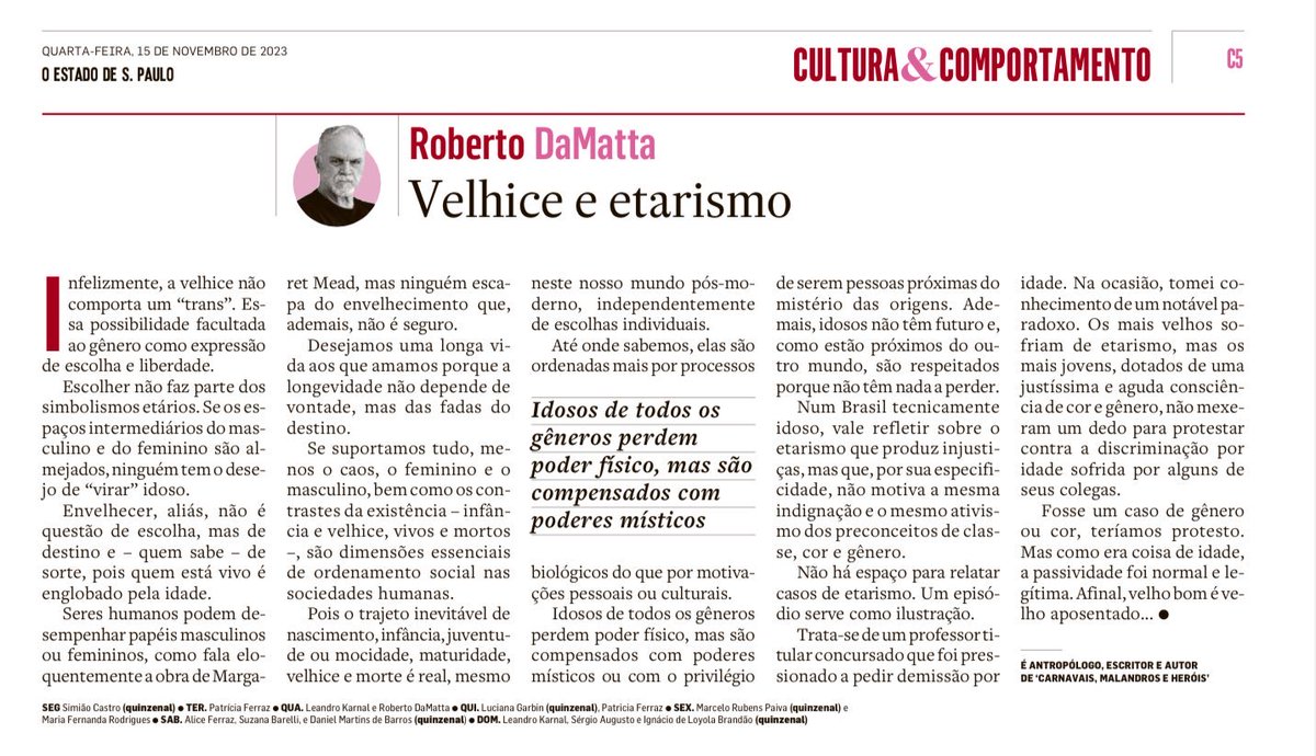 Mo_Americanoid's tweet image. Roberto DaMatta pegou pesado! #etarismo #velhice #idosos