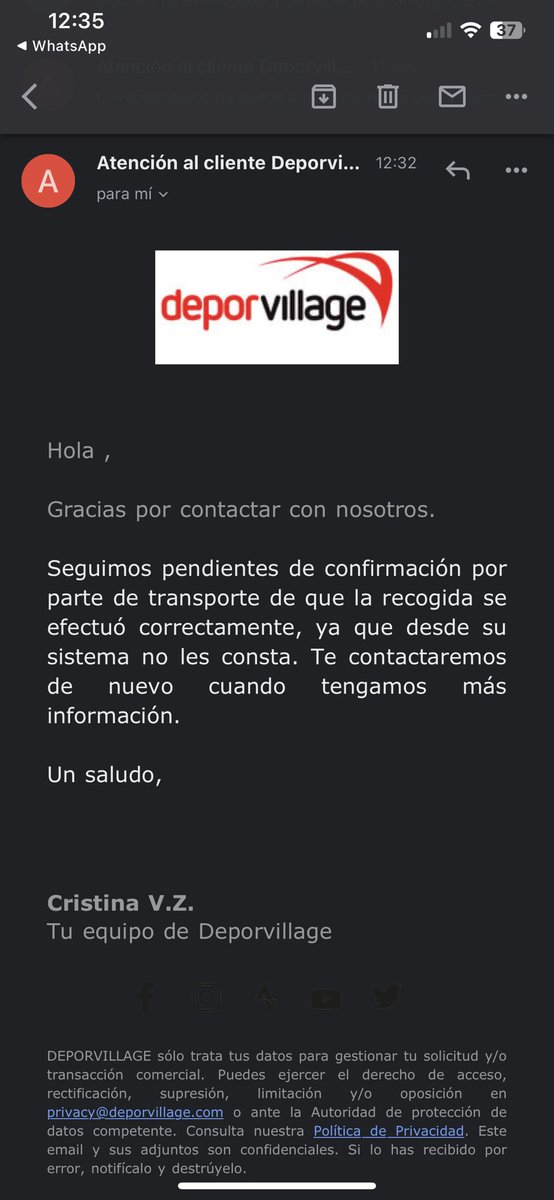 menesescobos's tweet photo. @deporvillage La misma respuesta desde hace mas de 21 dias,han perdido el paquete y no saben que decirme,lamentable atencion al cliente y lamentable resolucion de problemas de esta pagina https://t.co/008jDhbGWx
