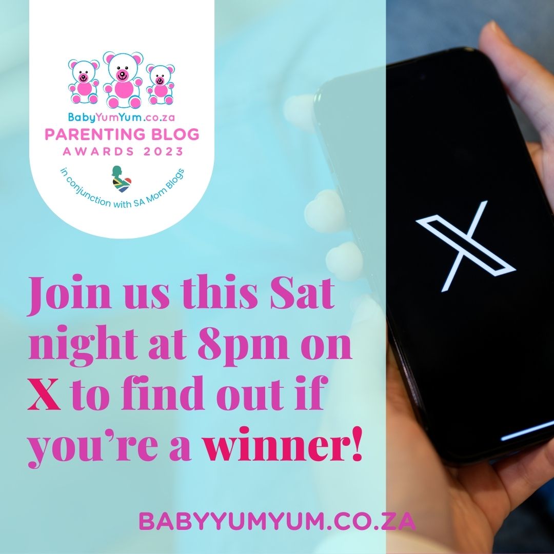 safricamomblogs's tweet photo. Right here on Twitter / X on Saturday night at 8pm, we will be announcing the winners of the SA Parenting Blog Awards! #BYYSAPBAwards #BabyYumYum #SAParentingBlogAwards #SAMomBlogs #bloggerssa #southafricanmom #bloggers #samomblogs #mommybloggersa #mommyblogger https://t.co/hPP4aWSf4o