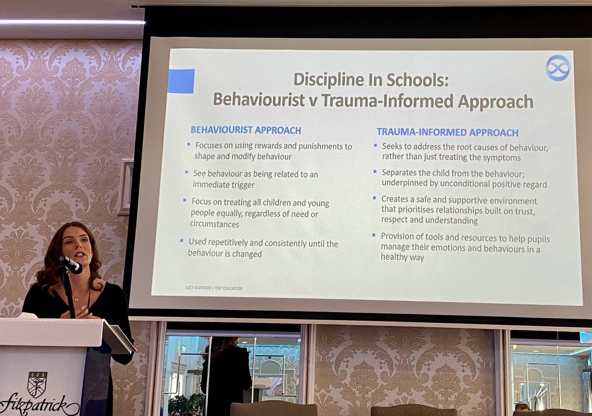 NrSusana's tweet image. ⁦@LucyCMannion⁩ from ⁦@TINTeducation⁩ talking about the importance of using a Trauma-Informed Approach at #nurtureconf2023 to provide a more inclusive school environment, increasing connection &amp;amp; engagement.Moving towards equity where all children get what they need.