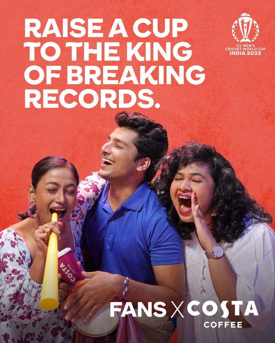 What a record-breaking performance by the king of Team India! Drop a 💯 to congratulate the king on his 50th century.

#FansXCostaCoffee #ICCWorldCup #CricketWorldCup2023 #Coffee #CoffeeFans #Cricket #CostaCoffee #CostaCoffeeIndia #CWC23 #MenInBlue #IndVsNed #ViratKohli #Virat