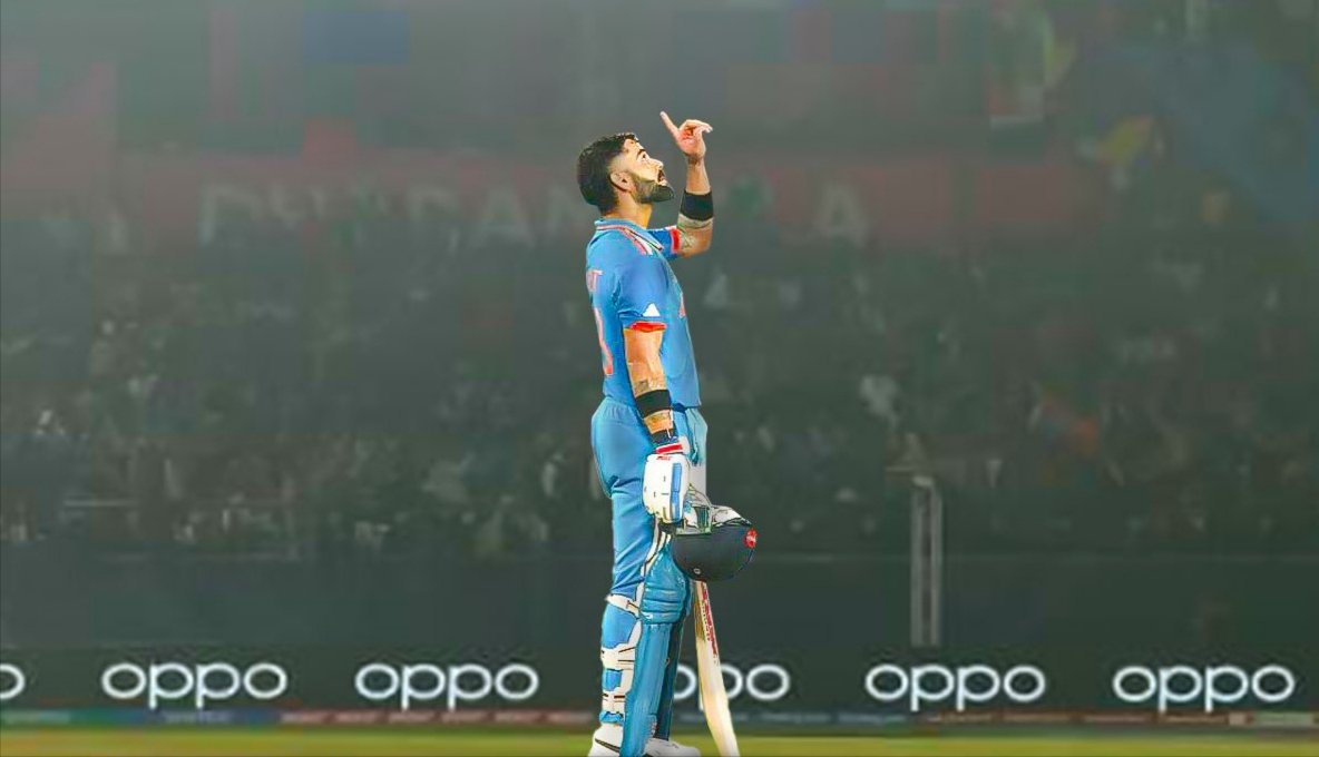 muktesharma's tweet photo. HISTORY! Kohli #50th https://t.co/TSntEHdZ80