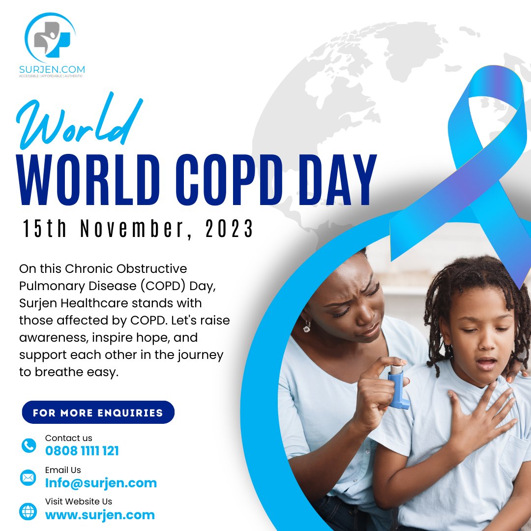 🌬️ Breathing is Living! On this Chronic Obstructive Pulmonary Disease (COPD) Day, Surjen Healthcare stands with those affected by COPD.

#BreatheStrong #COPDInspiration #LungLove #SurjenWellness #COPDAware #HealthyBreathing #COPDChampion #LungWarrior #SurjenImpact #COPDJourney