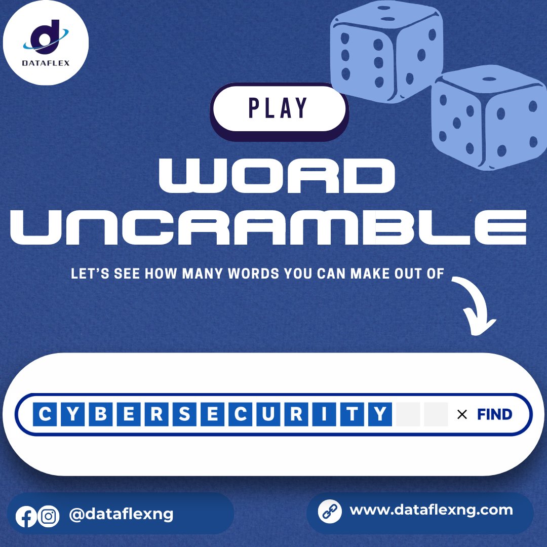 Unscramble the fun! 🧩✨ 

Let’s see how many words you can find. Challenge your brain and drop your words below! 

Let the wordplay begin! 🔍🤓 

#WordUnscramble #BrainTeaser #PuzzleFun #Cybersecurity