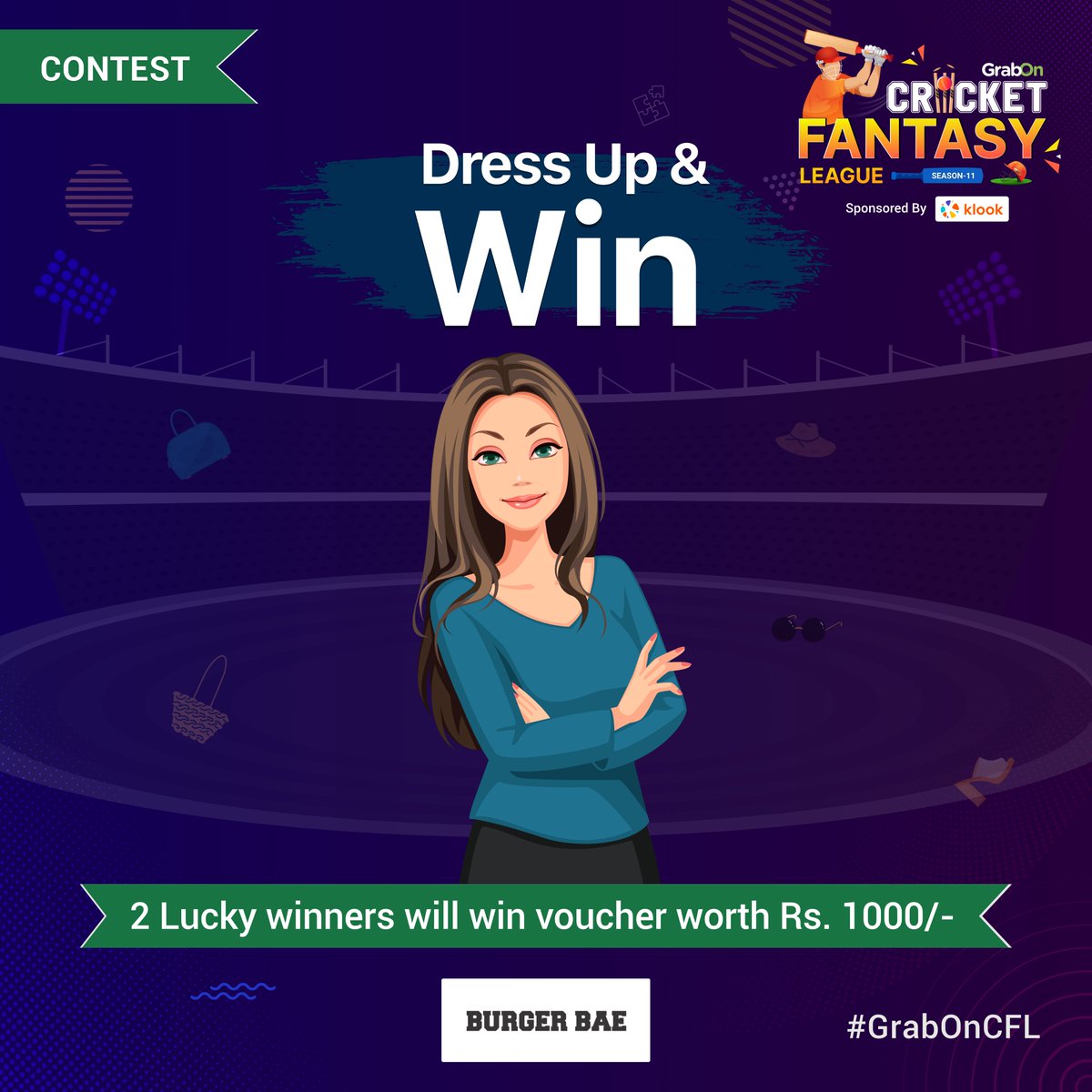 GrabOnIn's tweet photo. #ContestAlert
Style the character and make a matching outfit for her! Tell us in the comments below.
The best one can unlock their chances to win voucher worth Rs. 1000/-
Tag 3 friends and follow GrabOn & Burger Bae.
#GrabOnCFL #burgerbae #contest #wingoodies #winrewards https://t.co/Tp0CkhBwqR