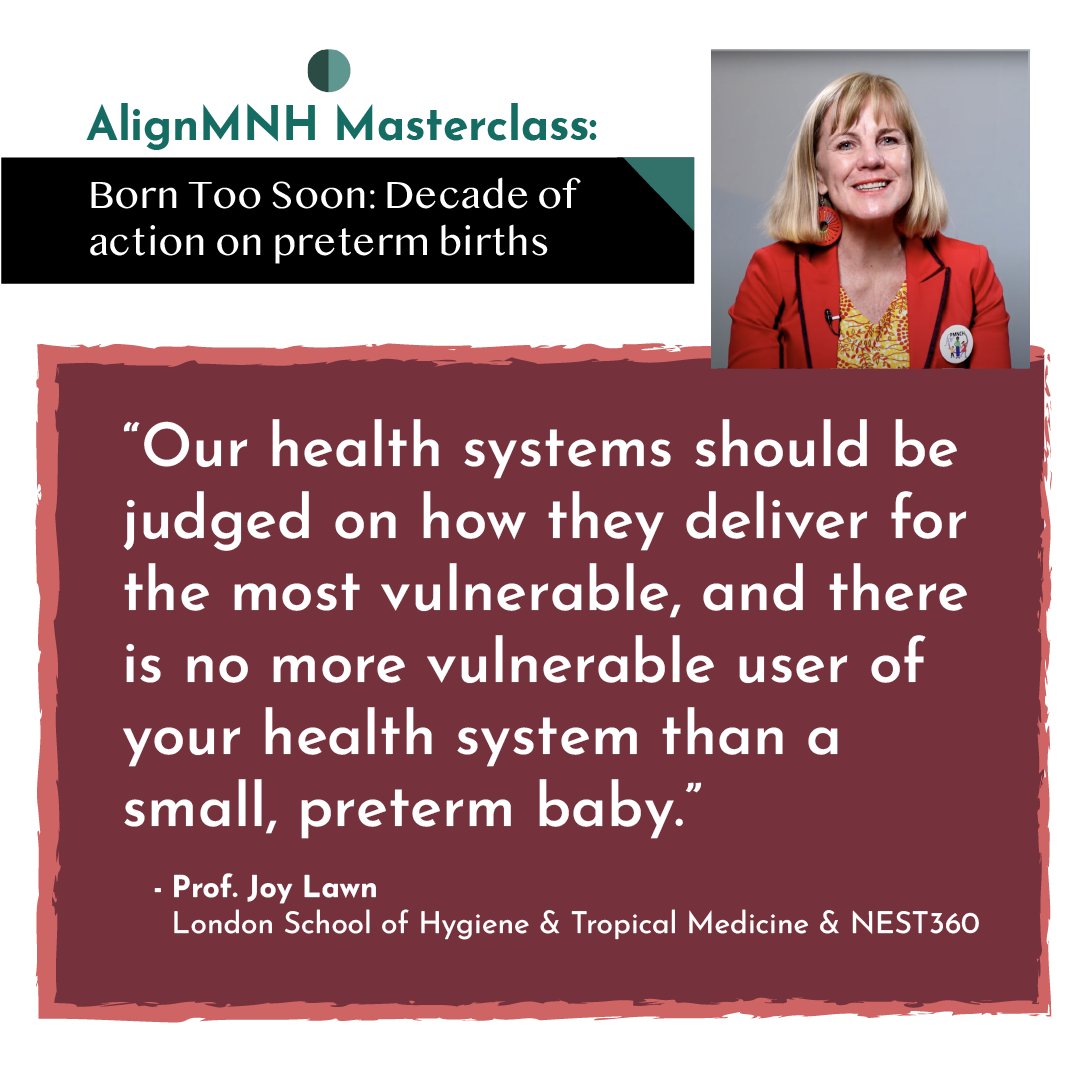alignmnh's tweet photo. Health systems must deliver for those most vulnerable, especially those who are #BornTooSoon, says @joylawn in our latest AlignMNH Masterclass video. 

Watch here: https://t.co/h83rN77hAF 

@lshtm @NEST360org #WorldPrematurityDay https://t.co/p0vkgAmGgx