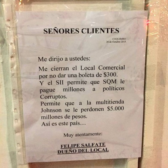 Themistocleste's tweet photo. Sobre el caso de Luis Hermosilla y el SII y CMF, ojalá que el servicio no siga persiguiendo a los comerciantes por boletas de $300, sino que de una vez por todas meta a la cárcel a los verdaderos delicuentes de este país

Ya tuvimos demasiado con Corpesca y SQM https://t.co/5tNjAVUZhj