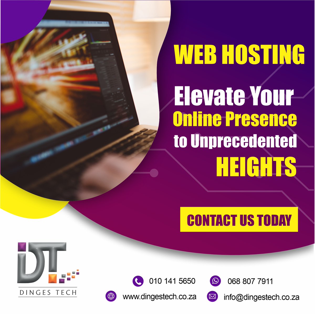 Your website is the digital face of your business or passion project. Make sure it's fast, secure, and always online with our top-notch web hosting services.

Internet Almost Anywhere!

Website: dingestech.co.za

#webhosting  #HostingServices #WebsiteHosting #HOSTING