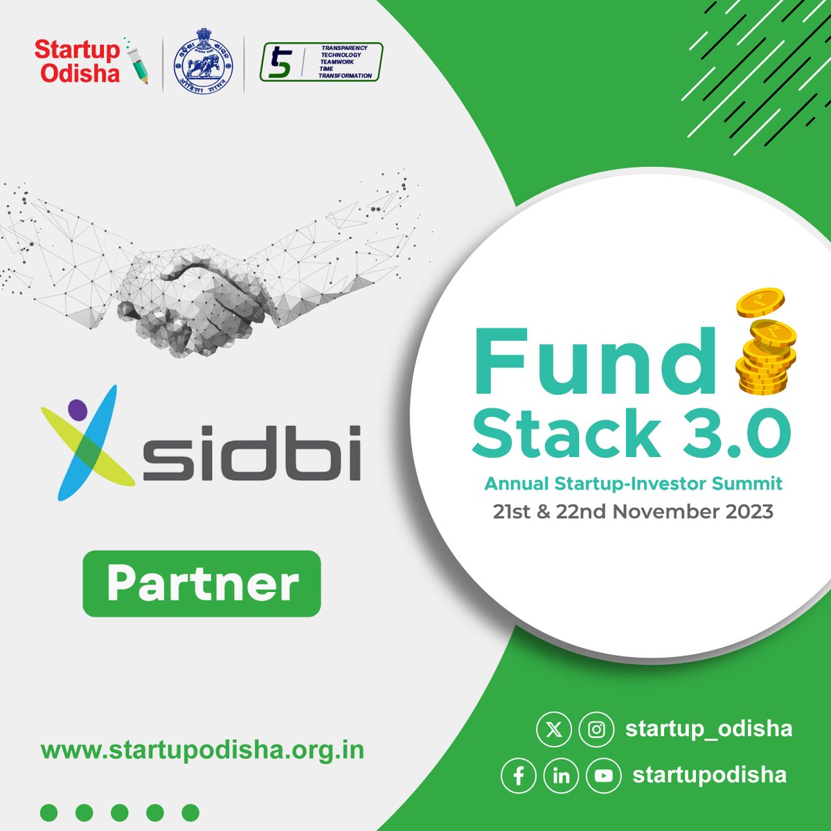 startup_odisha's tweet photo. We are pleased to announce SIDBI @sidbiofficial as our partner for 𝗙𝘂𝗻𝗱𝗦𝘁𝗮𝗰𝗸 𝟯.𝟬

We hope SIDBI's involvement will be propitious in building a dynamic & resilient investment ecosystem in #Odisha much to the advantage of startups and investors. 

Further, the 3rd edition of FundStack, the Annual Startup-Investor Summit by Startup Odisha, on 21st & 22nd November 2023 ought to emerge as a path-breaking event that would go a long distance in emboldening the conducive environment around investments in the startup space  

#FundStack3 #StartupOdisha #InvestmentOpportunity  #Entrepreneurship  #NetworkingEvent #investorconnect #Summit #opportunity